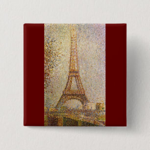 Macaron Carré 5 Cm Tour Eiffel par Georges Seurat, Art Vintage