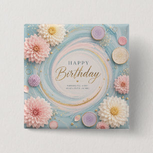 Macaron Carré 5 Cm Tourbillon d'anniversaire au Dahlia Pastel