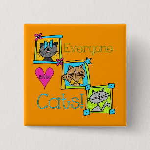 Macaron Carré 5 Cm Tout le monde aime les chats