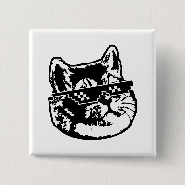 Macaron Carré 5 Cm Traiter Avec Il Lunettes Mème Chat (Devant)