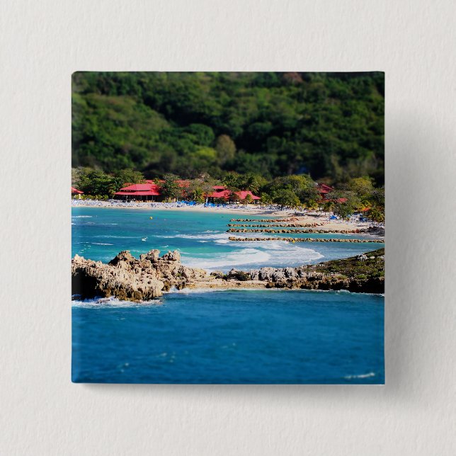 Macaron Carré 5 Cm Tranquil Island Paradise Labadee Haïti (Devant)