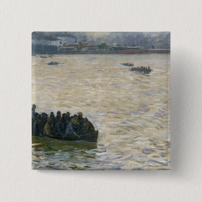 Macaron Carré 5 Cm Travailleurs de chantier naval retournant à la (Devant)