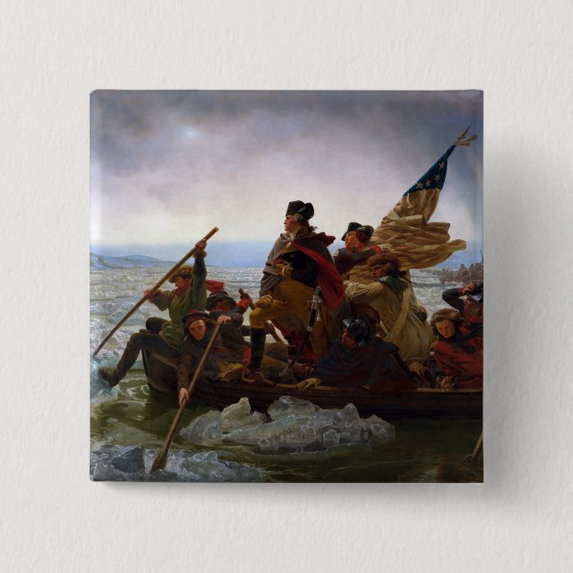Macaron Carré 5 Cm Traversée du fleuve Delaware, George Washington (Devant)