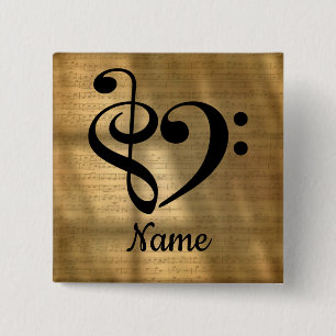 Macaron Carré 5 Cm Treble Clef Bass Clef Music Coeur Customisé