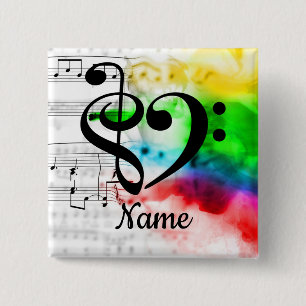 Macaron Carré 5 Cm Treble Clef Bass Clef Music Coeur Customisé