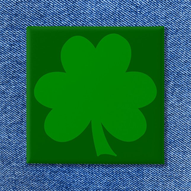 Macaron Carré 5 Cm Trèfle vert (Green Shamrock Button)