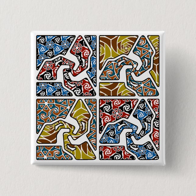 Macaron Carré 5 Cm Tri Flèches avec les raisons arrières Trippy (Devant)