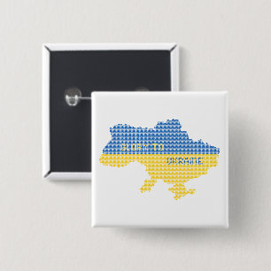 Macaron Carré 5 Cm Tricot Ukraine texte de la carte d'Etat Gloire à l