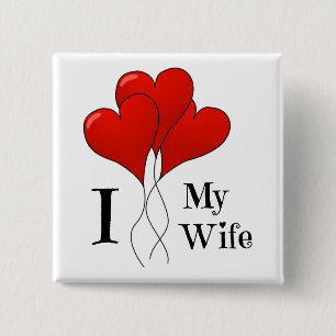 Macaron Carré 5 Cm Trio de Ballons du Coeur Rouge J'aime ma femme