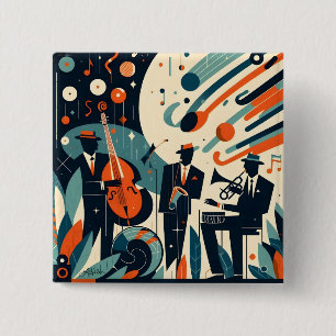 Macaron Carré 5 Cm Trio du Jazz Age du Milieu du Siècle Moderne