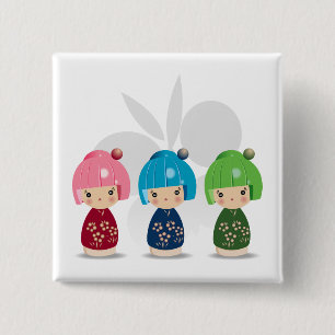 Macaron Carré 5 Cm Triplets wButterfly BKGD de Kokeshi