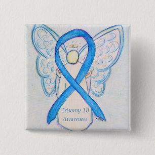 Macaron Carré 5 Cm Trisomie 18 Sensibilisation Angel Ruban Art Pin