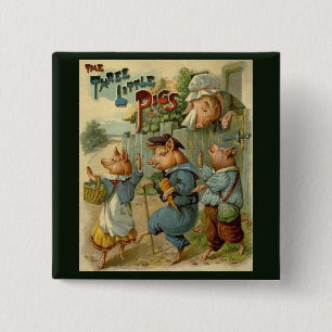 Macaron Carré 5 Cm Trois Petits Chiens Vintage Fairy Tale