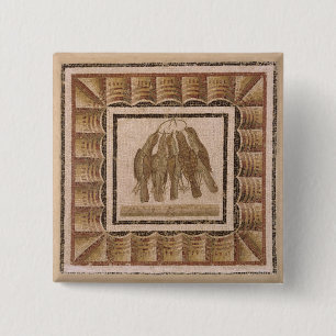 Macaron Carré 5 Cm Trottoir dépeignant cinq grives, d'EL-Jem