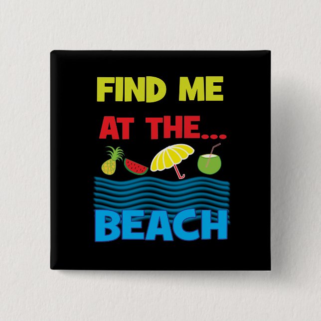 Macaron Carré 5 Cm Trouvez-Moi Au Beach Summer Vacation Design (Devant)