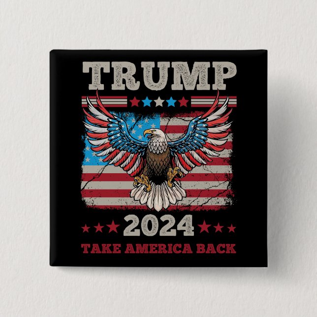 Macaron Carré 5 Cm Trump 2024 (Devant)
