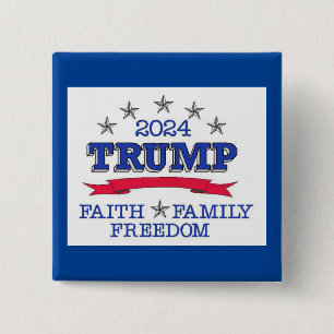 Macaron Carré 5 Cm Trump 2024 Foi Liberté familiale
