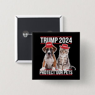 Macaron Carré 5 Cm Trump 2024 Protégez nos animaux Chiens de chat MAG