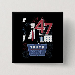 Macaron Carré 5 Cm Trump a gagné 2024 Président 47 Amérique États-Uni