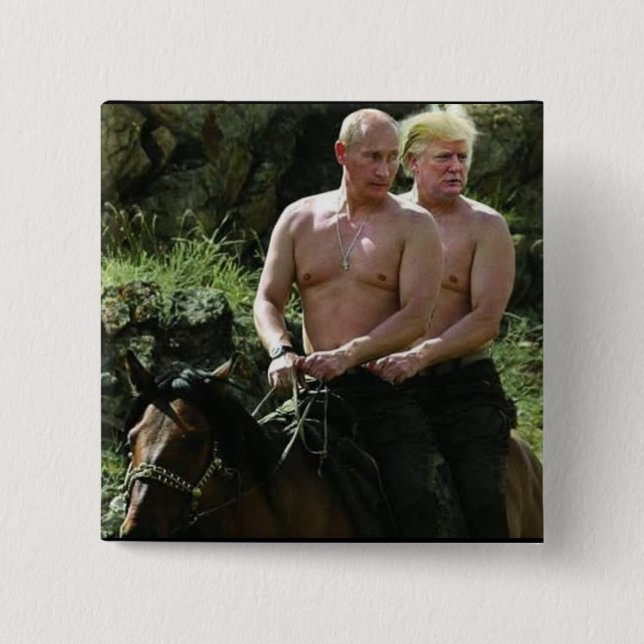 MACARON CARRÉ 5 CM TRUMP AIME POUTINE (Devant)