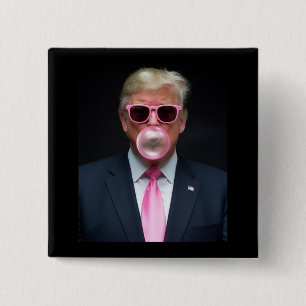 Macaron Carré 5 Cm Trump Bubble Gum Rose Président 47 États-Unis