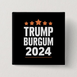 Macaron Carré 5 Cm Trump Burgum pour Président 2024 Élection USA
