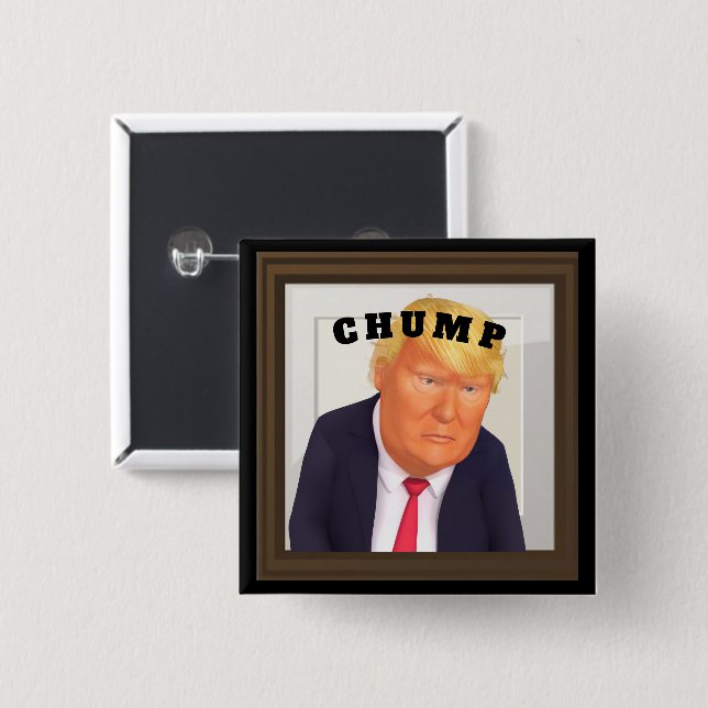 Macaron Carré 5 Cm Trump/Chump Button (Devant & derrière)