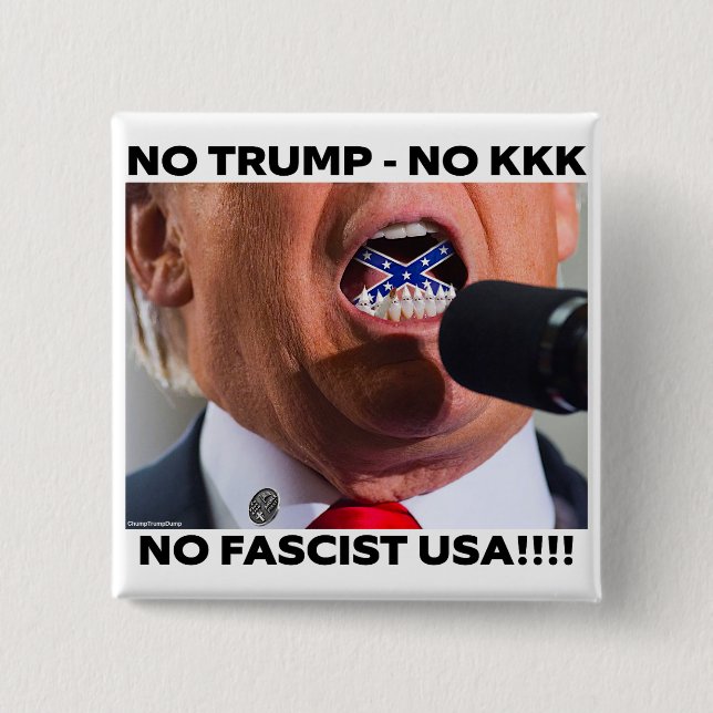MACARON CARRÉ 5 CM TRUMP "NO FASCIST USA" BUTTON (Devant)