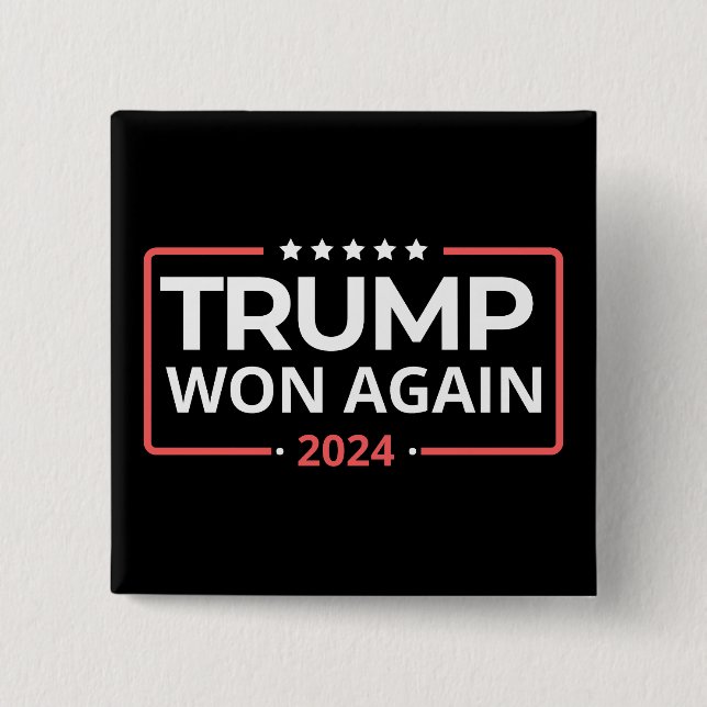 Macaron Carré 5 Cm Trump remporte à nouveau la victoire 2024 (Devant)