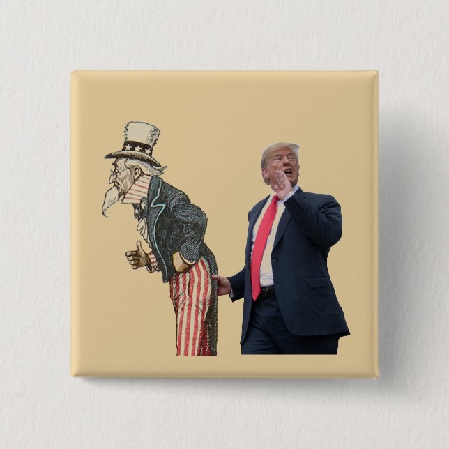 Macaron Carré 5 Cm Trump salue Oncle Sam (Devant)