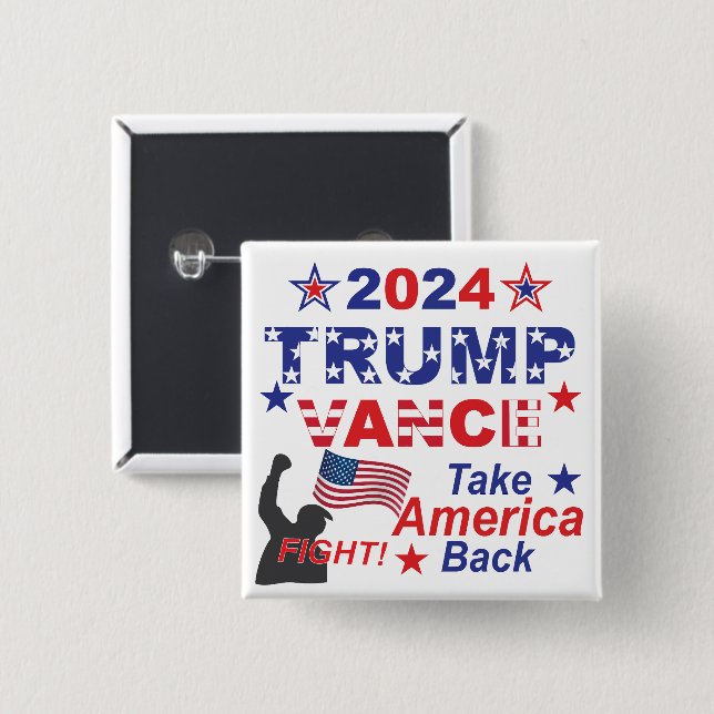 MACARON CARRÉ 5 CM TRUMP VANCE 2024 (Devant & derrière)