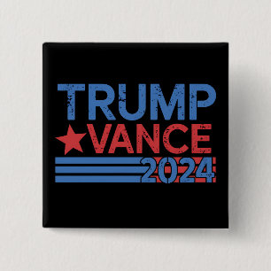 Macaron Carré 5 Cm Trump Vance 2024 Président 47 États-Unis Vintage