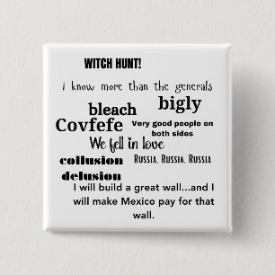 Macaron Carré 5 Cm Trump Word Cloud Typographie politique