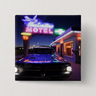 Macaron Carré 5 Cm Tucumcari, Nouveau Mexique, Etats-Unis. Itinérair