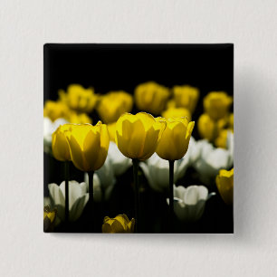 Macaron Carré 5 Cm Tulipes Jaune Et Blanc