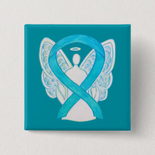 Macaron Carré 5 Cm Turquoise Blue Angel Sensibilisation Épingle à rub