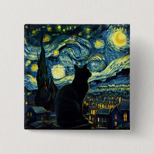 Macaron Carré 5 Cm Tuxedo Chat Starry Nuit Tuxedo Propriétaire du Cha