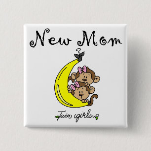 Macaron Carré 5 Cm Twin Girls New Mom T-shirts et cadeaux