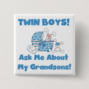 Macaron Carré 5 Cm Twins-Ask About My Grandsons Tshirts and Gifts