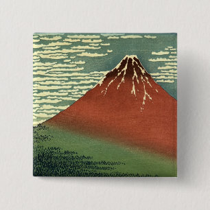 Macaron Carré 5 Cm Ukiyo-e South Wind Sky ou Fuji rouge de Hokusai