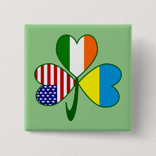Macaron Carré 5 Cm Ukraine USA Irlande Shamrock Drapeau