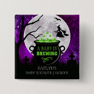 Macaron Carré 5 Cm Un bébé brasse un Baby shower d'Halloween