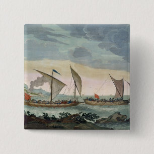 Macaron Carré 5 Cm Un brigantin donnant la chasse à un Felucca, et