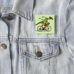 Macaron Carré 5 Cm Un Dinosaure Anabisetia À Vélo.