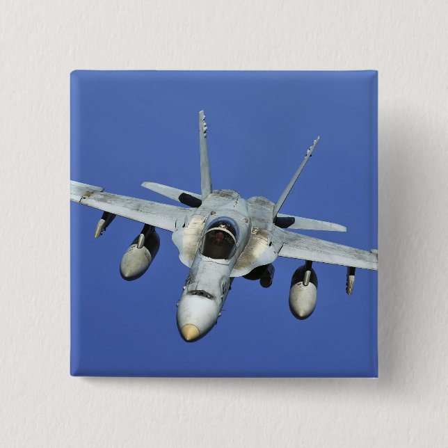 Macaron Carré 5 Cm Un F/A-18 Hornet participe à une mission (Devant)