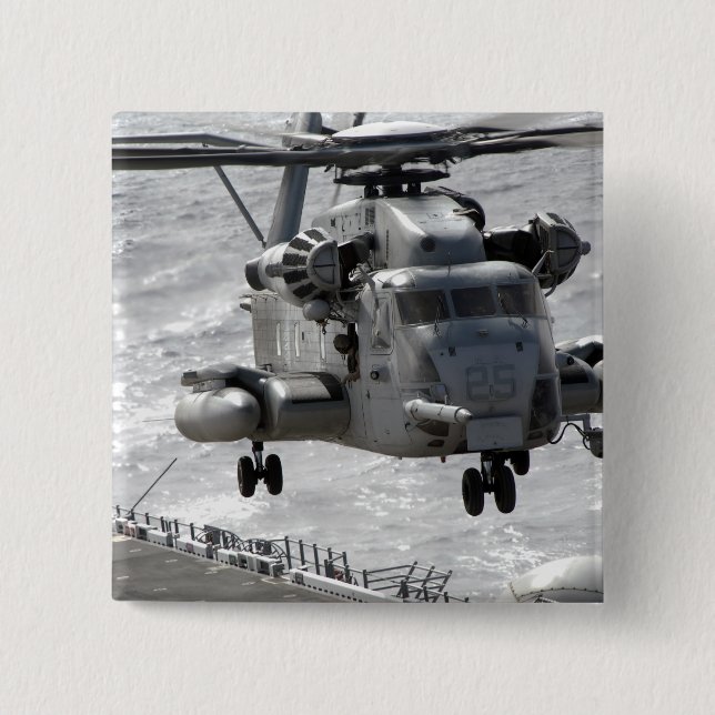 Macaron Carré 5 Cm Un hélicoptère CH-53E Super Stallion (Devant)