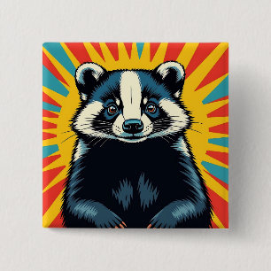 Macaron Carré 5 Cm Un joli Badger Pop Art