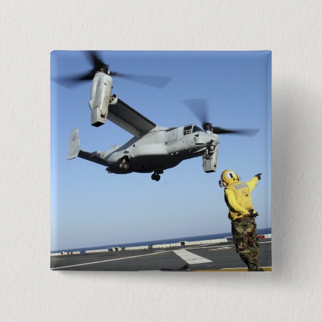 Macaron Carré 5 Cm Un MV-22 Osprey lance le USS Nassau (Devant)