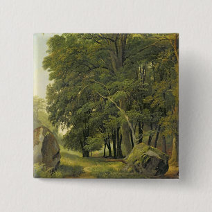 Macaron Carré 5 Cm Un paysage boisé (huile sur le papier sur le