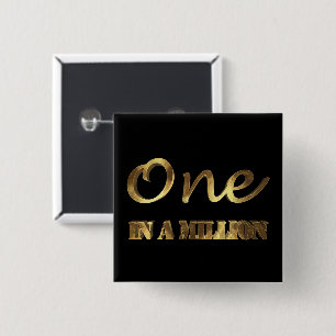 Macaron Carré 5 Cm Un sur un million Elegant Gold Brown Typographie